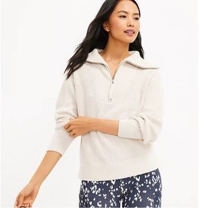 Lou & Grey Zip Neck Sweater in Almond size Medium